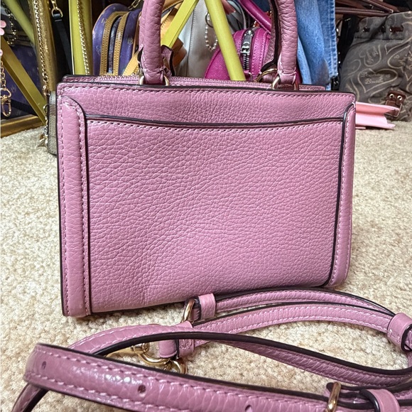 Coach Mini Zoe Satchel Pink Pebbled Leather Lock Key Crossbody Style 8015 - Picture 13 of 16